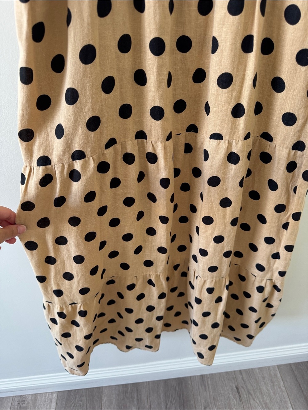 Faithfull the Brand Rianne Midi Dress Emelda Polka Dot Print Biscuit Linen S - Picture 4 of 7